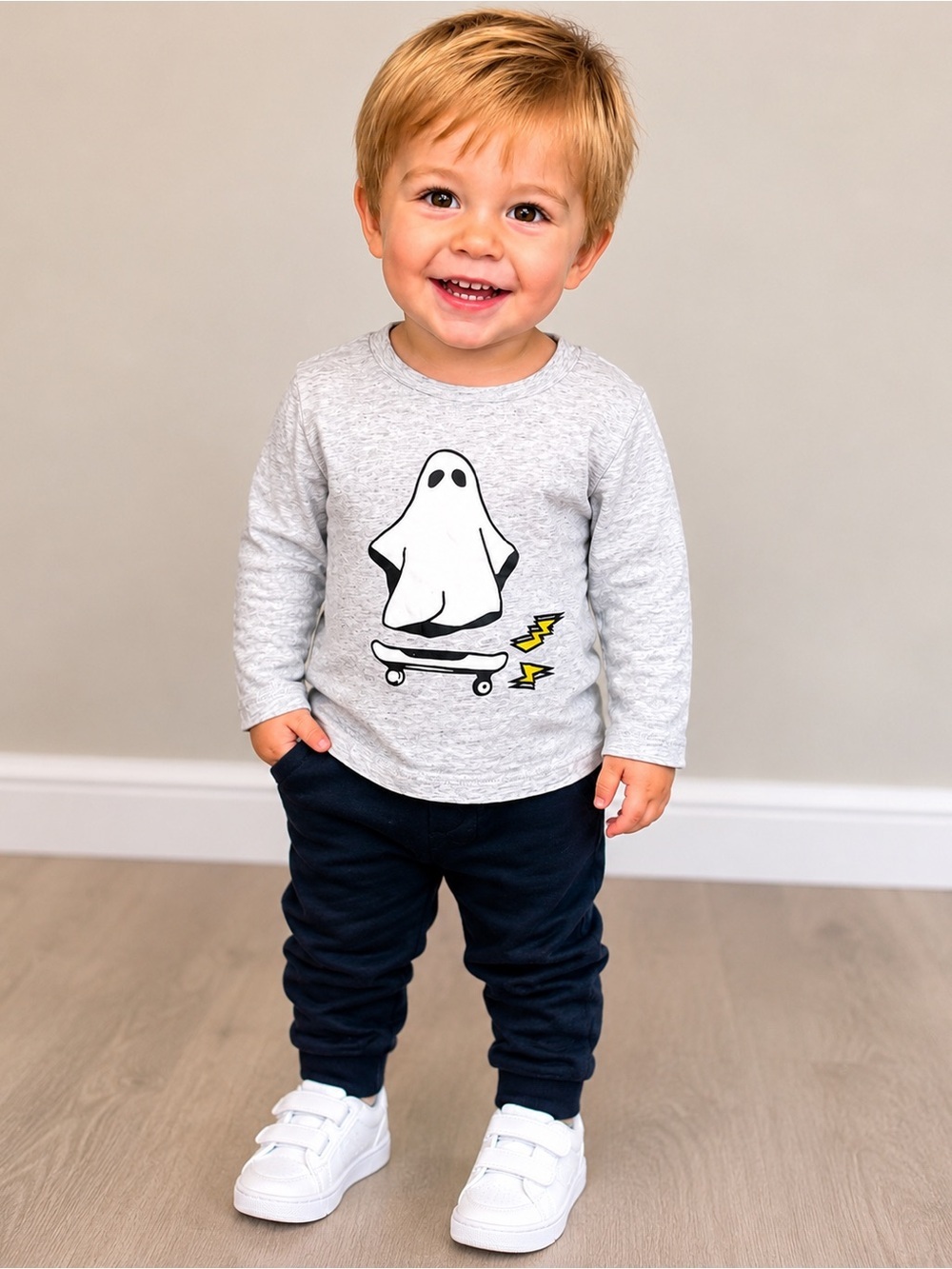 Dot Australia • NWT Boys' Grey Ghost Skate Graphic Long-Sleeve Tee